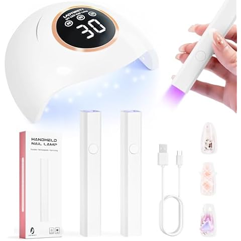 LadyMisty 72W UV LED Nail Lamp Light Dryer for Nails Gel Polish with 18 Beads 3 Timer Setting+2 Pack Uv Light for Gel Nails Uv Nail Lamp Handheld Gel Nail Uv Light for Nails Cover