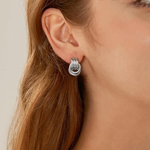 Image of SHERLOVE Chunky Knot Gold Earrings Women Statement Drop Dangle Earrings | 14K Gold Plated Hypoallergenic Lightweight,Trendy Dainty Elegant Cute,Women Gold Jewelry Fashion Accessories Gifts