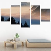 SIGNWIN 5 Panel Canvas Wall Art Setting in The Tree for Home Decorations Ready to Hang - 60