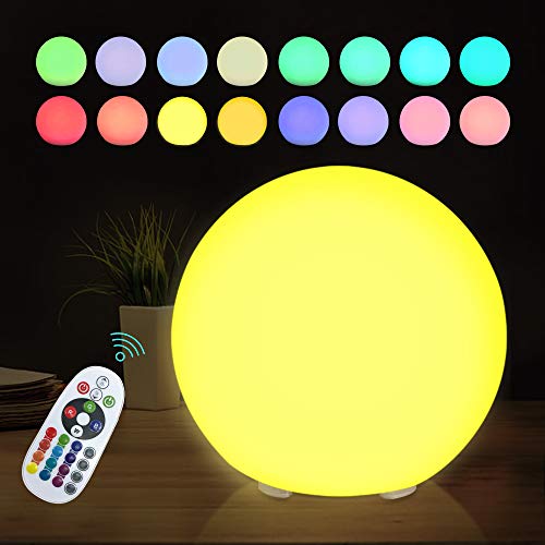 LED Orb RGB Ball Lamp with Remote, 6 Inch 16 Color Changing Glow