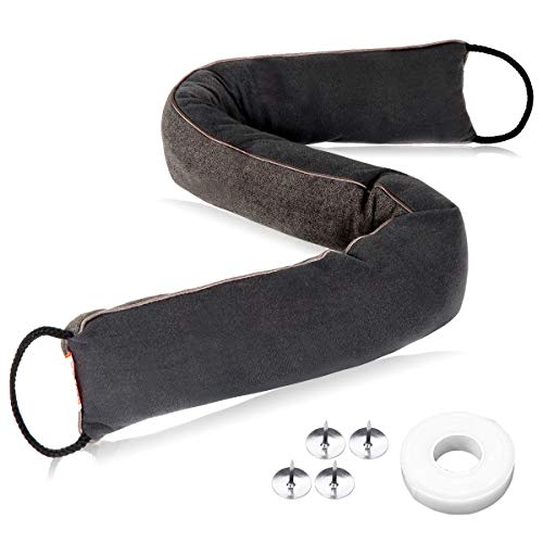 BAINING Door Draft Stopper, 36 inches Weighted Fabric Bottom Seal Sound Blocker Window Draft Guard, Cover Bottom Gap Stop Drafty and Block Noise for Doors and Windows, Machine Washable, Grey