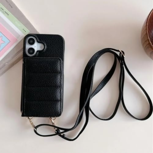 Étui en cuir iPhone 14 premium noir avec portefeuille chic et miroir