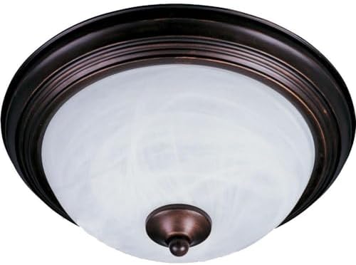 Maxim Lighting 5840MROI Essentials-1 Light Flush Mount in Early American style-12 Inches Wide by 4 inches high, Finish Color: Oil Rubbed Bronze, Glass Color: Marble
