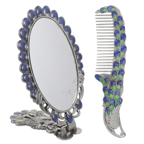 Miroir de poche vintage accessoire beauté à main rétro - 2