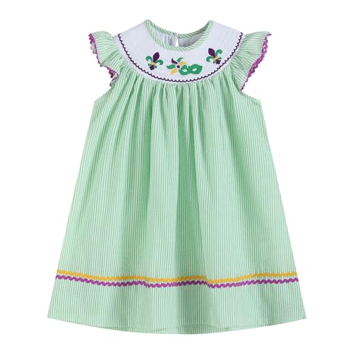 Baby and Girls Smocked Mardi Gras Bishop Dress