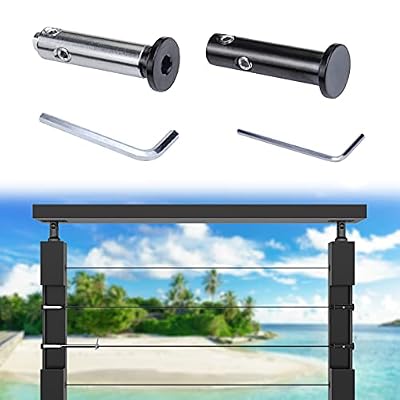 Muzata 10Set Black Cable Railing kit Invisible Swageless 1/8" Turnbuckle Tensioner Terminal Hidden Flat Head for 2"-6" Wood Metal Post Deck Stairs BlackCool System CB05,CL1 CV1 CV2