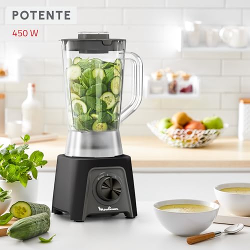 Moulinex Blendeo+, Frullatore da 1.5L con Lame Zelkrom e Smart Lock, Potenza di 450W, con 2 Velocità, Raffreddamento ad Aria, LM2C08F0 - Immagine 3