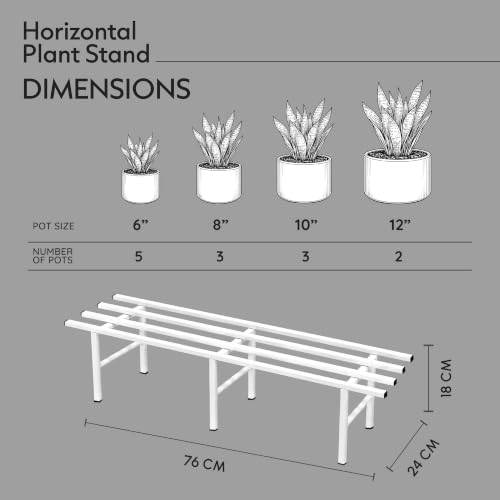 Image of Robustt Horizontal Metal Pot Stand (Set of 4) 76x24x18 Cm | Rust-Proof Matte Powder-Coated Pot Stand for Big Size Plants | Supports Up to 200 Kg| Ideal for Balcony, Outdoor and Indoor Plant Display