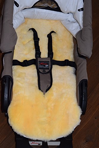 Naturasan Kinderwagen-Einlage echt Lammfell, Baby Lammfell-Auflage, Sitzeinlage, Universalgröße für Kinderwagen, Buggy, ca 74 x 35 cm, warmes echtes medizinsches Schaffell, Liner-02