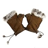  butterme Mujer Invierno C¨¢lido Faux Conejo pelo mu?eca mitad Guantes Guante caf¨¦