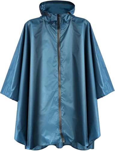 ANYOO Wasserdicht Radfahren Regen Poncho Portable Leichte Regenjacke Mit Kapuze Fahrrad Fahrrad Compact Regen Cape Wiederverwendbare Unisex f&uuml;r Backpacking Camping Outdoors,Meeresblau,Einheitsgr&ouml;&szlig;e
