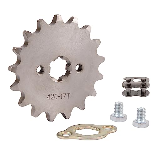 WOOSTAR Moto 420-17T Pignon Avant 17mm Remplacement pour 50cc 70cc 90cc 110cc 125cc Dirt Bike Pit Bike Mini Vélo ATV 4 Roues Cyclomoteur