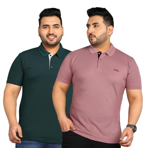Image of INKKR Plus Size Men's Regular Fit Solid Polo Tshirt