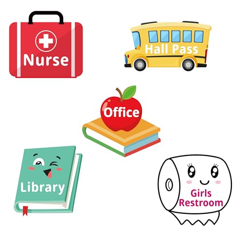 Chambom 6 Sets Hall Passes for Classrooms - Unbreakable Wooden Hall Pass with Breakaway Lanyards for Classroom, School Passes Set with Restroom, Hall, Library, Office, Nurse School Classroom Supplies - Image 9