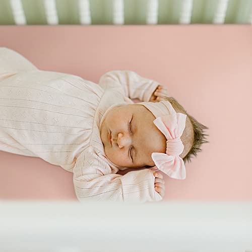 Image of GRSSDER Soft Muslin Crib Sheet 1 Pack, 100% Cotton Crib Sheets for Girls, Fit Standard Crib Mattresses 52 inch x 28 inch Safe and Snug, Blush Pink