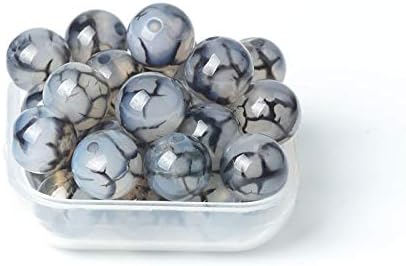 Miniatura 5 de 100 cuentas de piedra natural de 0.394 pulgadas (0.394 in), ágata de vena de dragón negro, redondas, sueltas, piedras preciosas curativas