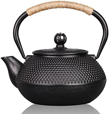 PARACITY Cast Iron Teapot Japanese Tetsubin Coated with Stainless Steel Infuser, Stovetop Tea Kettle for Boiling Hot Water Tea, Mothers Day Gifts from Daughter/ Son 23.5 Oz /700 Ml
