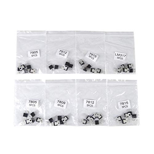Fditt 40pcs 8 Tipos de Kit de Surtido de Transistores 7805 7809 7812 7815 7905 7912 7915 Dispositivo Semiconductor LM317