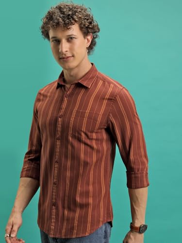 Image of Highlander Men's Slim Fit Striped Shirt | Full Sleeves | Everyday Wear Stylish Shirt for Men