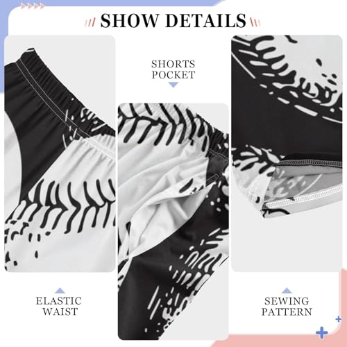 ZZXXB Baseball Retro Print Boys Long Pants Soft Trousers Elastic Waist Kids Lounge Bottoms with Pockets S-XL4