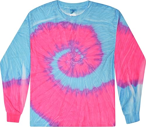 Image of Colortone Tie Dye T-Shirts for Boys and Girls - Unisex Long Sleeve Tie-Dye T Shirts for Kids
