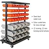 TRINITY Rolling Storage Bin Rack & Parts Organizer, 7-Tier Dual-Sided Bin Cart Shelving for Shop Storage, Nut and Bolt Organizer, Garage, Warehouse, Tools & Hardware, 330Lb Max, With Wheels, Black