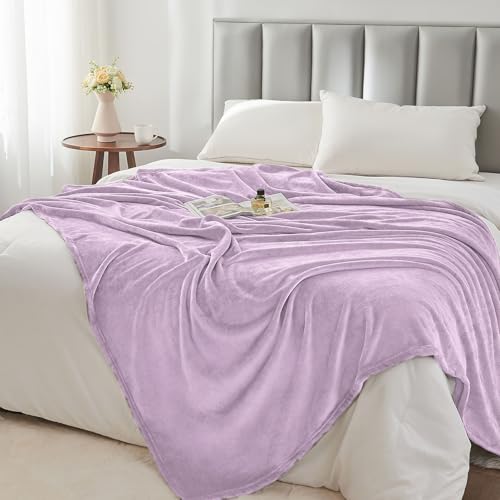 Image of BEDELITE Fleece Blanket Twin Size Lilac Throw Blankets for Couch & Bed, 300GSM Luxury Plush Cozy Fuzzy Blanket 60x80 inches, Super Soft Warm Lightweight Throw Blanket for Travel Camping