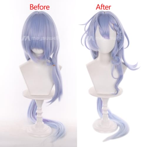 Image of Light Blue Gradient Lavender Cosplay Wig Women Men Halloween Cos