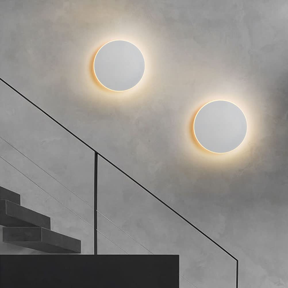LED White Rund Wandleuchte Innen mit Touch Schalter 12W Modern Wandlampe Verstellbar 3 Farbtemperatur Nachttischlampen Schlafzimmerlampe Treppe Flur Wandleuchtung für Wohnzimmer Hotel Kinderzimmer