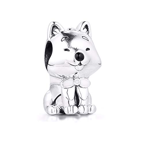 Abalorio de Akita Inu Japones de Plata 925 Regalo Verano Joyería de Moda para Amantes de Mascotas
