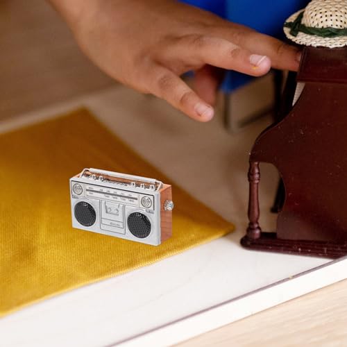 Radio rétro simulée miniature Abaodam pour décor de maison de poupée vintage B - 5