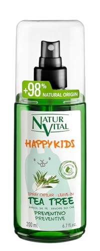 NaturVital - Spray desenredante Tea Tree Happy Kids, con Tea Tree de Cultivo Bio Certificado, Natural e Hipoalergénico, sin Parabenos, Colorantes ni Siliconas, 200ml (el embalaje puede variar)