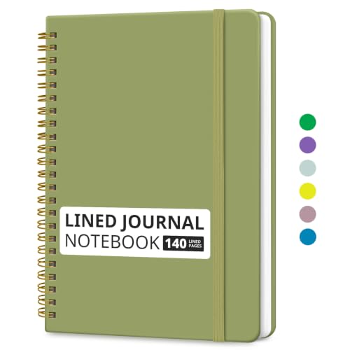 Image of Taja Lined Spiral Notebook for Work, 5.7 inchx7.9 inch Spiral Journal College Ruled