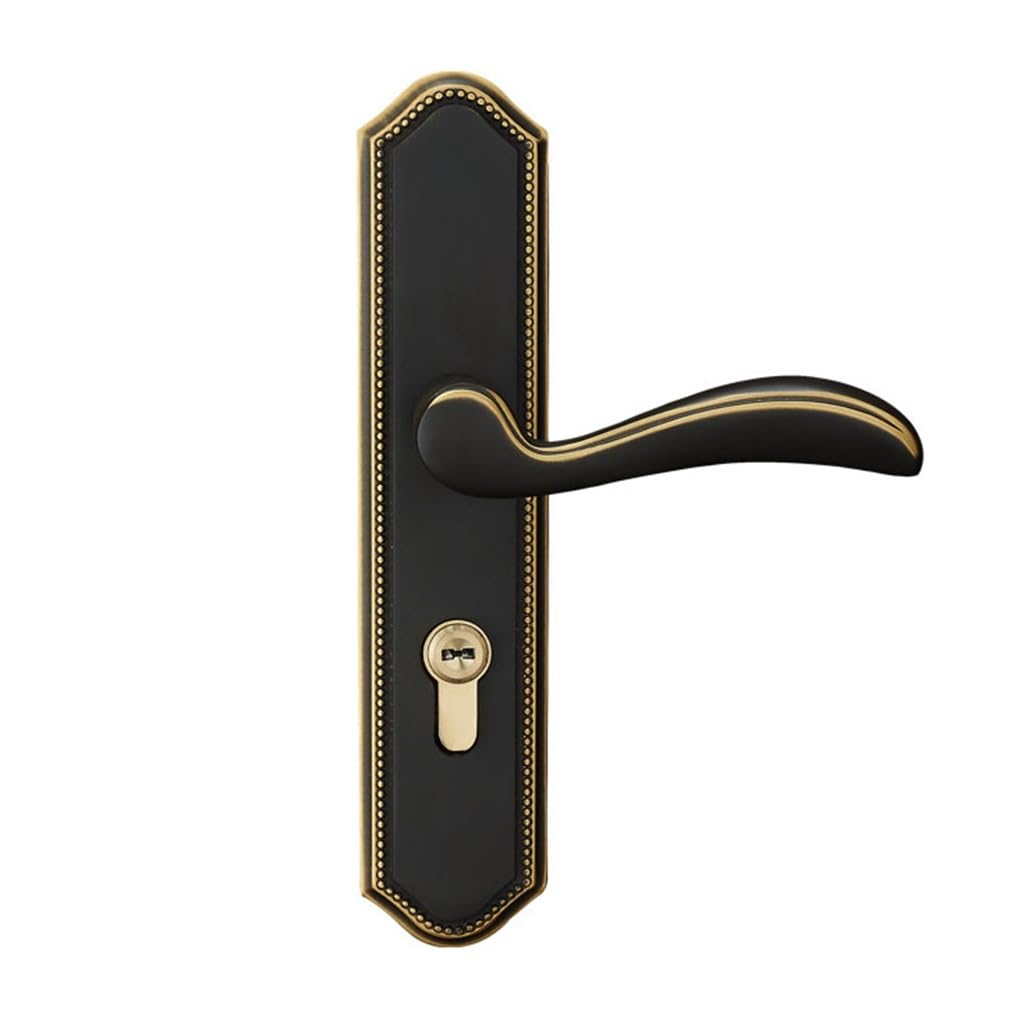 MOBYGKFY Copper Door Lock Interior Mute Solid Wood Room Black Full