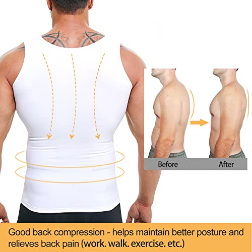 Mens Compression Shirt Slimming Undershirt Body Shaper Vest Workout Tank Tops Shapewear Abs Abdomen4
