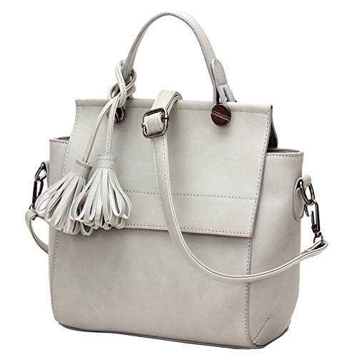 Sac couleur bonbon gris estival aux détails de glands délicats et doux