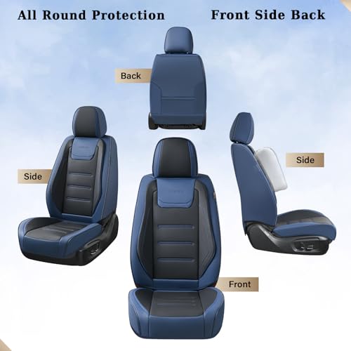 Image of Coverado Car Seat Covers, Front Covers for Cars, Car Seat Cover Front Seats, Car Seat Protector Waterproof, Leather Car Seat Cushion, Universal Interior Covers Seat Protectors for Most Cars Blue