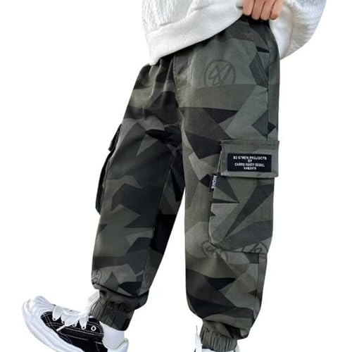Boys Camo Cargo Pants with Pockets Kids Toddler Elastic Waist Casual Joggers Hiking Trousers Fall Outfit