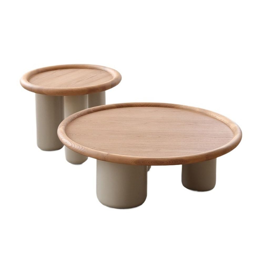ZTHYSHOZ Side Table 2-Piece Wood Coffee Table Set Modern Round Living Room Tables Coordinated Pair(Small)