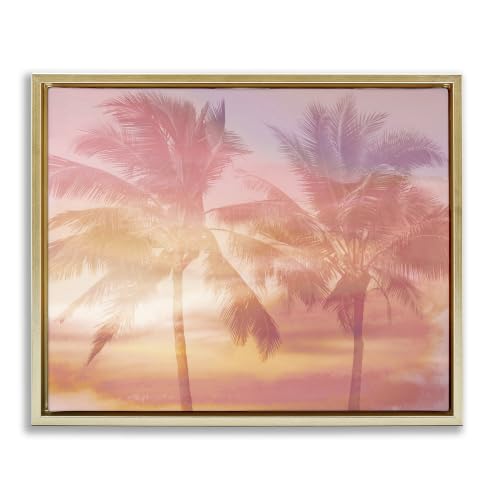 Tropical Palm Trees Sunrise Beach, 16 x 20 Inch Canvas in Floater Frame