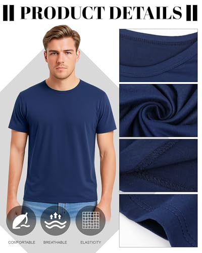 Taiyin 8 Pack Men's T Shirt Crew Neck Short Sleeve Bulk Slim Athletic Active Shirts Quick Dry Shirts for Men2