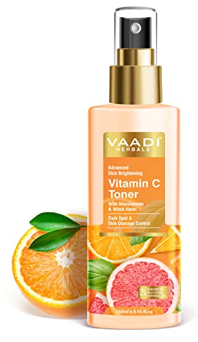 Image of Vaadi Herbals Vitamin C Facial Toner| With Witch Hazel & Niacinamide | Skin Brightening, Hydrating & Anti-Ageing (250 ml)