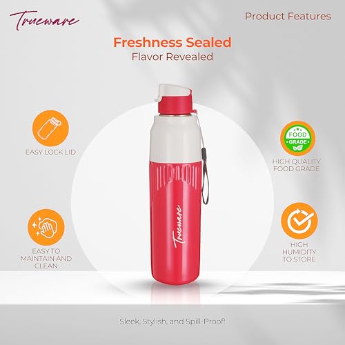 Image of Trueware Aqua Snow Double Wall Inner Steel Outer Plastic 750 ML Hot and Cold Water Bottle | BPA Free | Food Grade| Leak Proof | School, Gym,Sports,Office, Travler Bottle