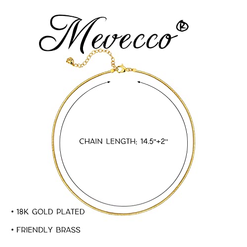 Mevecco Yellow Gold Cube Choker Necklace 18K Gold Plated Simple Flexible Snake Chain Necklace For Women Men Dainty Snake Bone Chain Choker Classic Minimalist Jewelry Gifts #TOP4