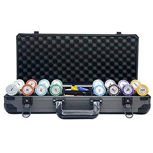 Maletn de Poker Profesional, Set de Pker, Set Profesional de Pker con Fichas, Juego de Pquer, Incluir: Fichas de Pker, Cubiertas, Dados, Botn de Repartidor, Maleta y Llaves
