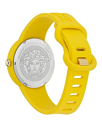Versace Medusa Pop Collection Luxury Womens Watch Timepieces with a Yellow Strap, Case and Dial3