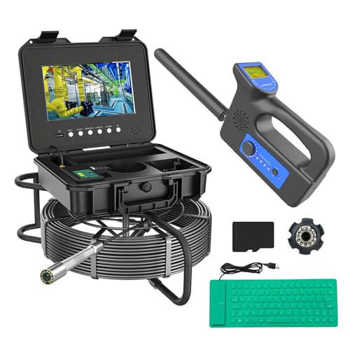 Cámara de inspección de alcantarillado, endoscopio de 10.1 pulgadas con grabadora DVR, transmisor de 512 Hz para inspección de tuberías y desagües