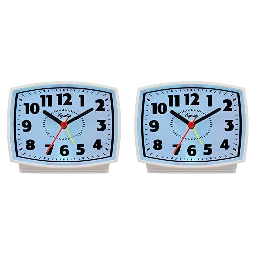 Equity by La Crosse 33100 Electric Silent Analog Alarm Clock with Lighted Dial, White (Pack of 2)