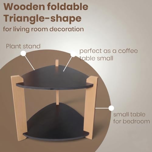 Image of Modern Triangle Side Table, Home Decor for Living Room, Bed Side Tables for Bed Room, stools for Home, Furniture for Home, 2-Tier White Shelves