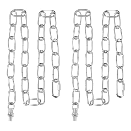 PATIKIL 3 ft Light Fixture Chain, 2 Set Lighting Chain Metal Looping Link with Quick Link Screw Lock Connectors Up to 110 lbs for Pendant Lights Chandeliers Swag Lights, Silver Tone